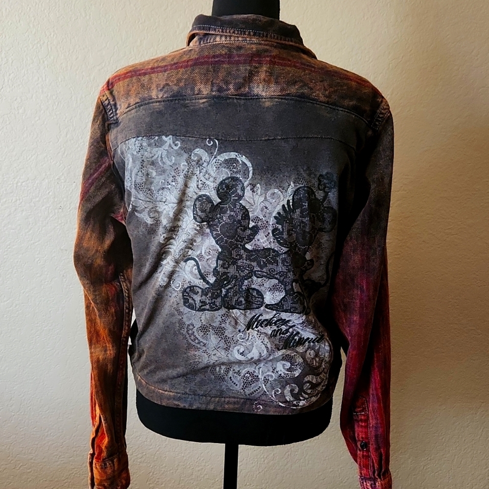 Label Removed Multicolor Button Down Shirt/Jacket With Mickey And Minnie